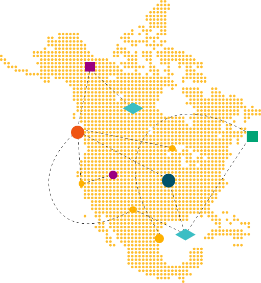 North America map with Premium locations
